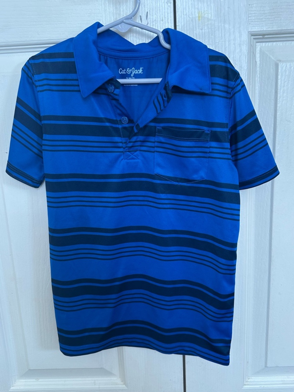 Cat & Jack Blue Striped Polo with Chest Pocket